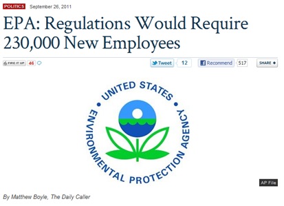 Fox Nation headline: EPA: Regulations Would Require 230,000 New Employees
