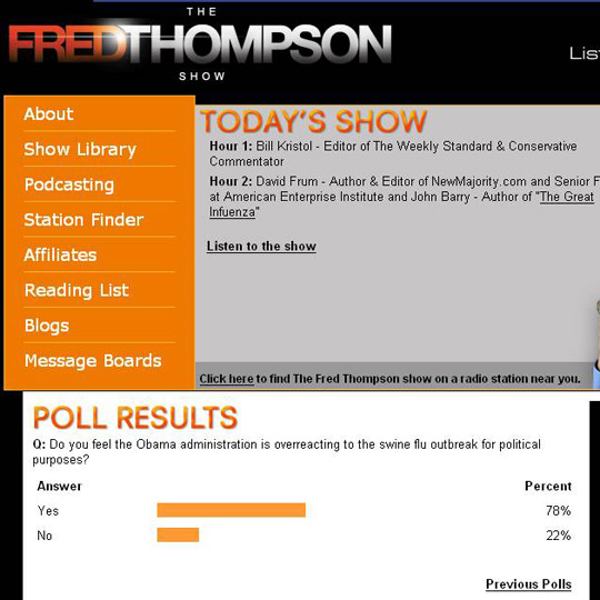 Fred Thompsons website poll