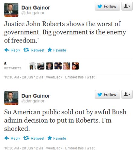 Gainor tweets Gainor tweets call Roberts