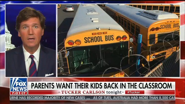 Tucker Carlson attacks teachers for being concerned about safe working conditions during a ...