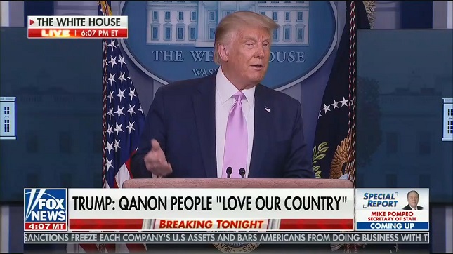 President Donald Trump praises QAnon conspiracy theorists for supporting him | Media Matters for