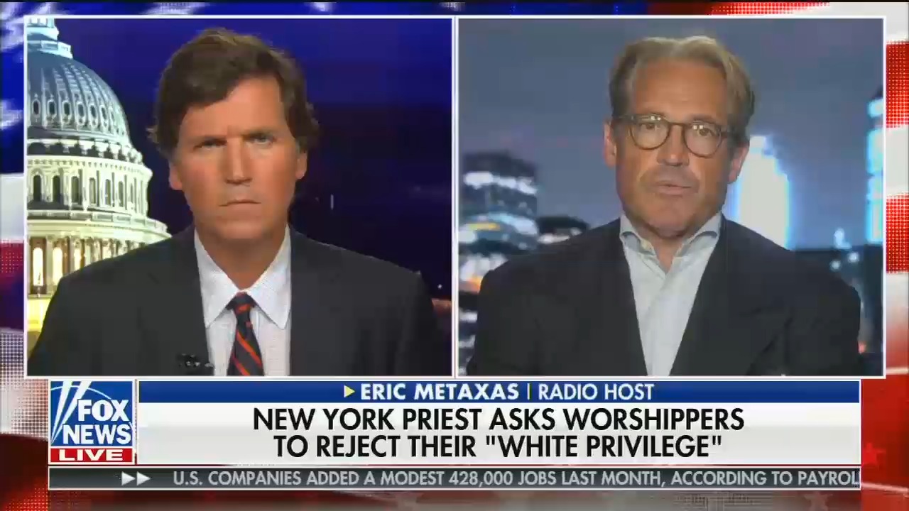 Tucker Carlson guest compares a priest recognizing "white privilege" in Catholic worship service ...