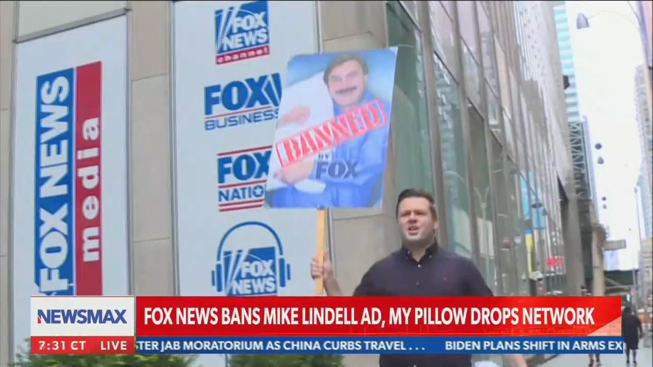 Newsmax Sends Correspondent To Picket Fox News For Not Running Mike 