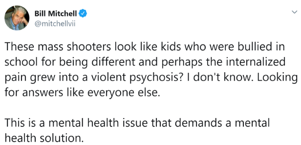 Bill Mitchell blames mental health after back to back mass shootings