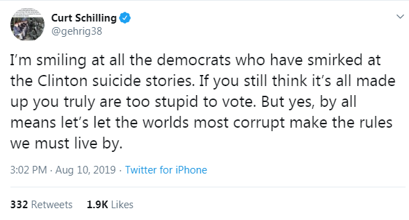 Schilling Clinton body count tweet