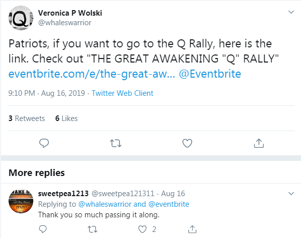 Eventbrite QAnon page Twitter