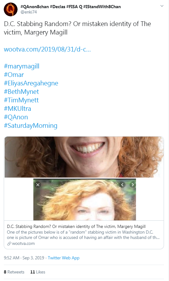 QAnon Twitter account Omar conspiracy theory
