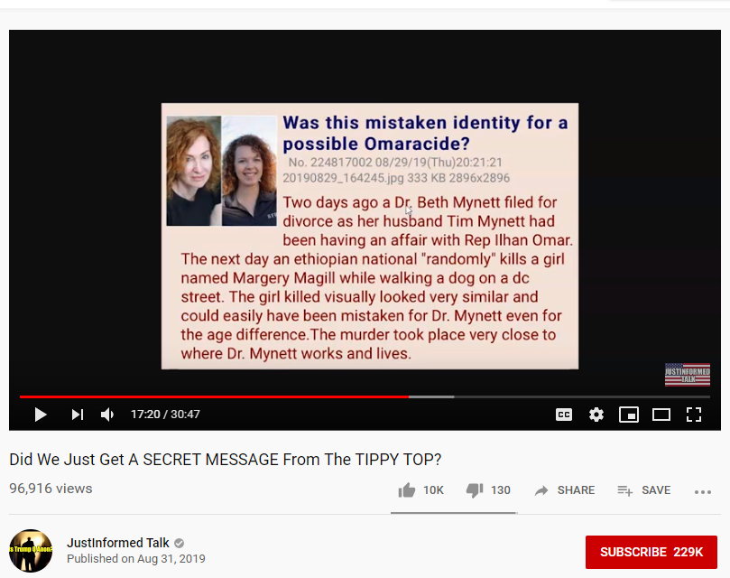 QAnon YouTube channel Omar conspiracy theory 4chan post