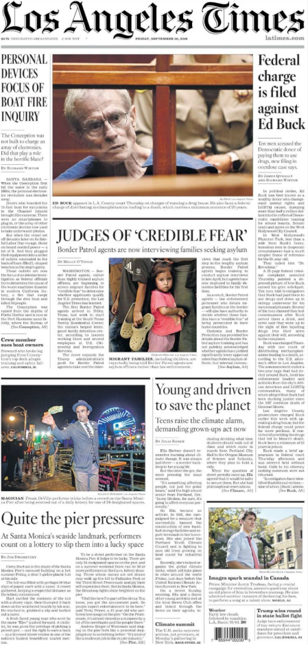 LA Times 9/20 - Print Front Page