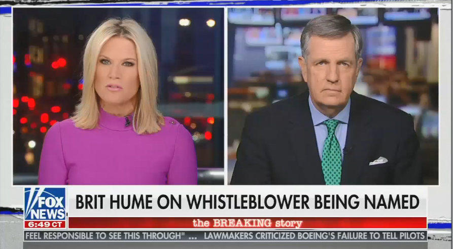 Brit Hume and Martha MacCallum push a conspiracy theory on the whistleblower being named