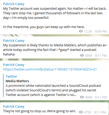 Patrick Casey Twitter suspension