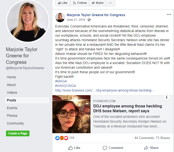Marjorie Taylor Greene Facebook QAnon1