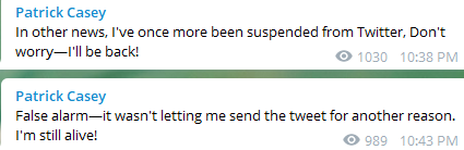 Patrick Casey Twitter account January