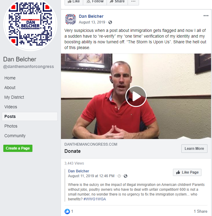 Dan Belcher QAnon Facebook page