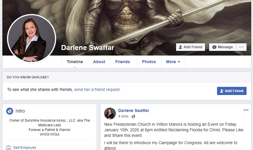 Darlene Swaffar Facebook page intro