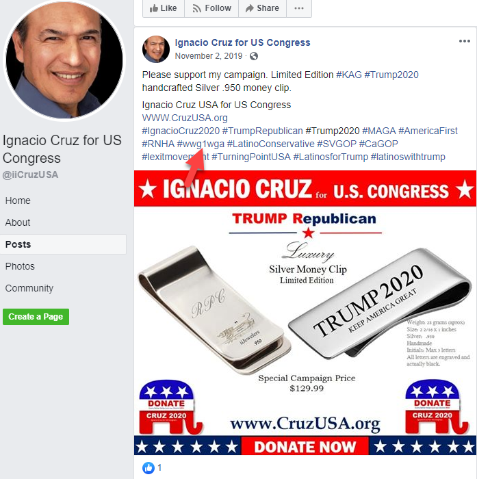 Ignacio Cruz Facebook campaign page QAnon3