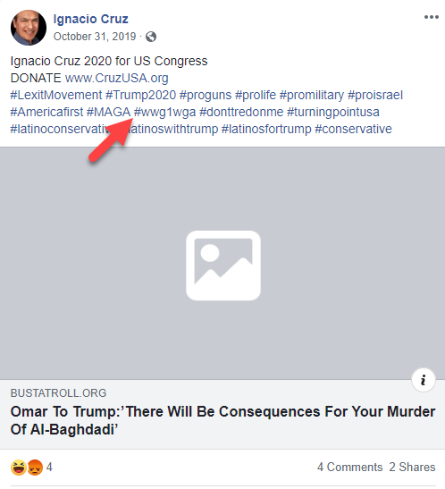 Ignacio Cruz Facebook personal page QAnon