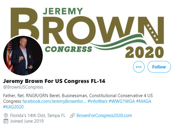 Jeremy Brown Twitter profile QAnon