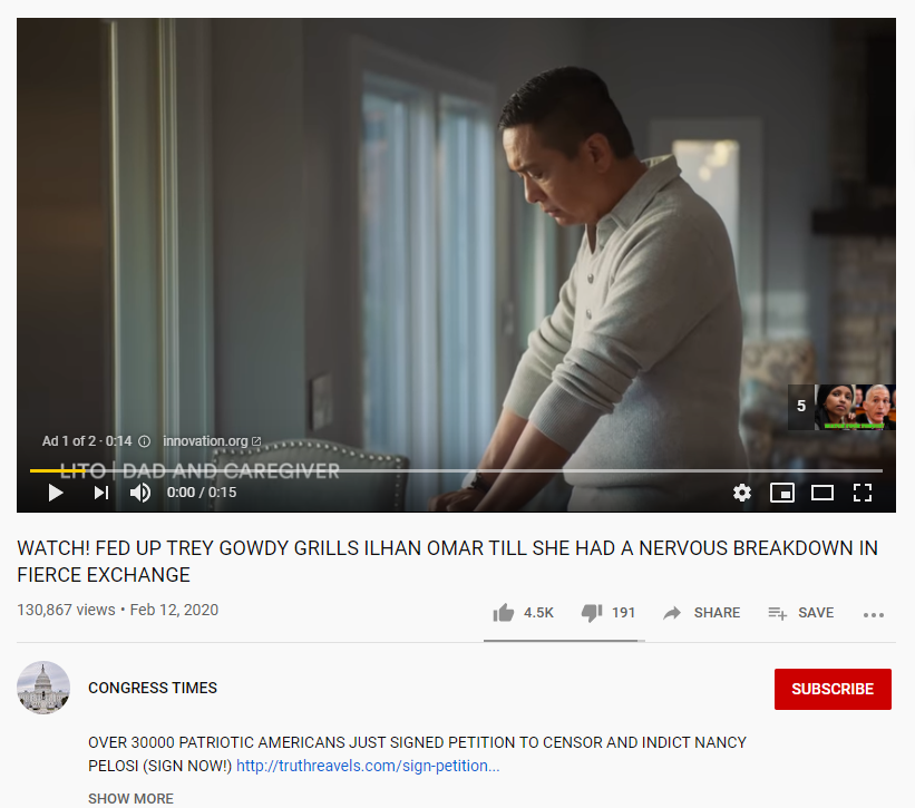 Congress Times YouTube false Gowdy Omar video