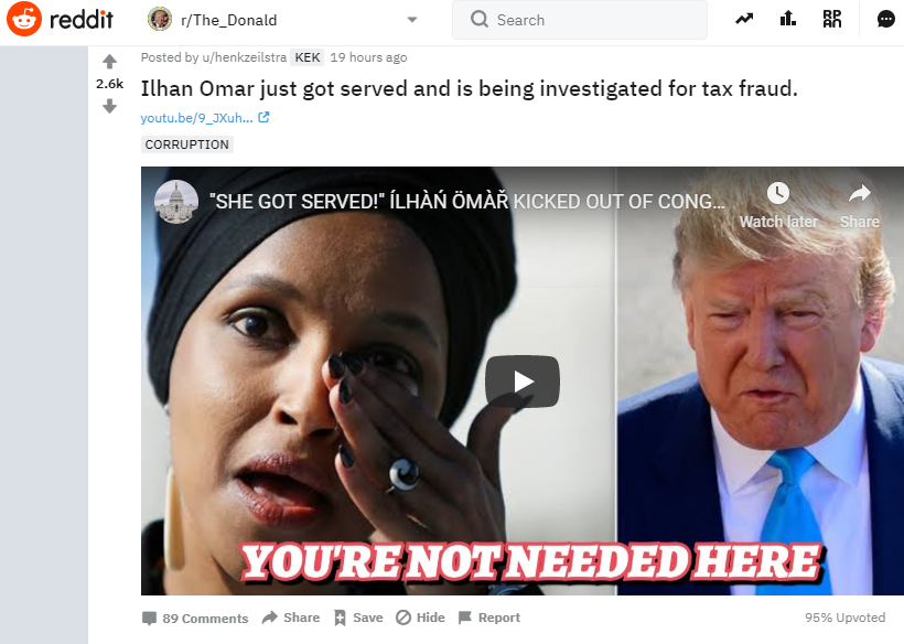 Congress Times YouTube false Omar video The Donald
