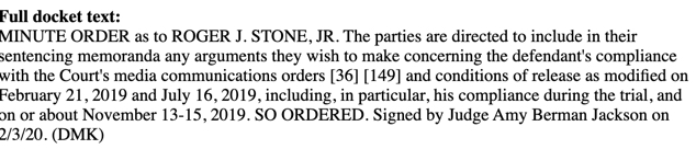 Amy Berman Jackson briefing order