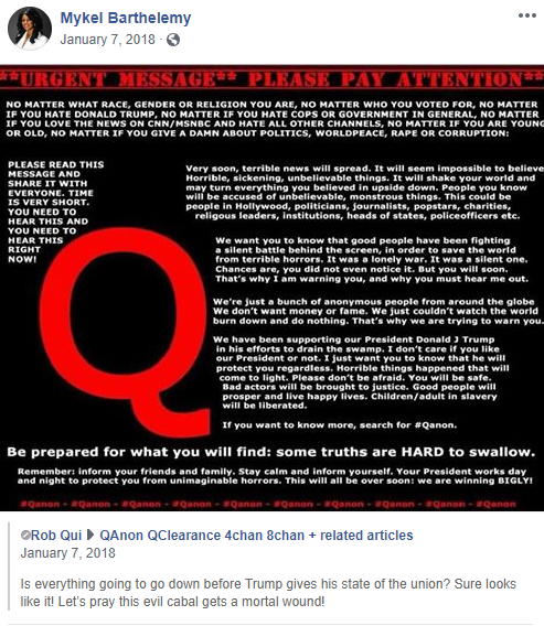 Mykel Barthelemy Facebook QAnon2