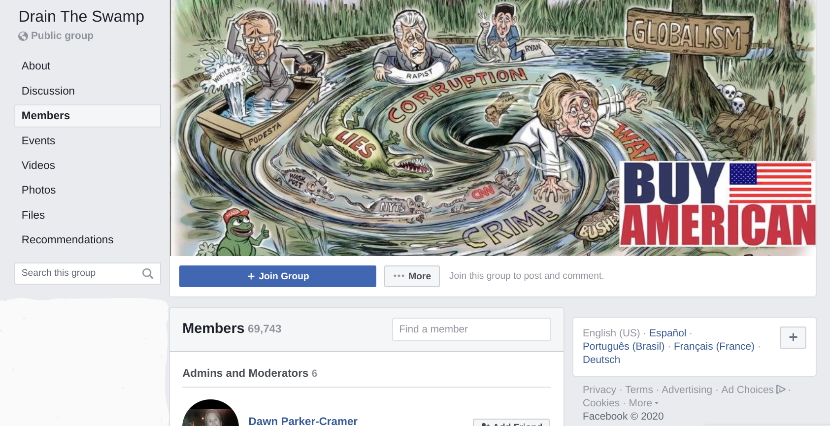 Drain the Swamp Facebook group with nearly 70,000 members 