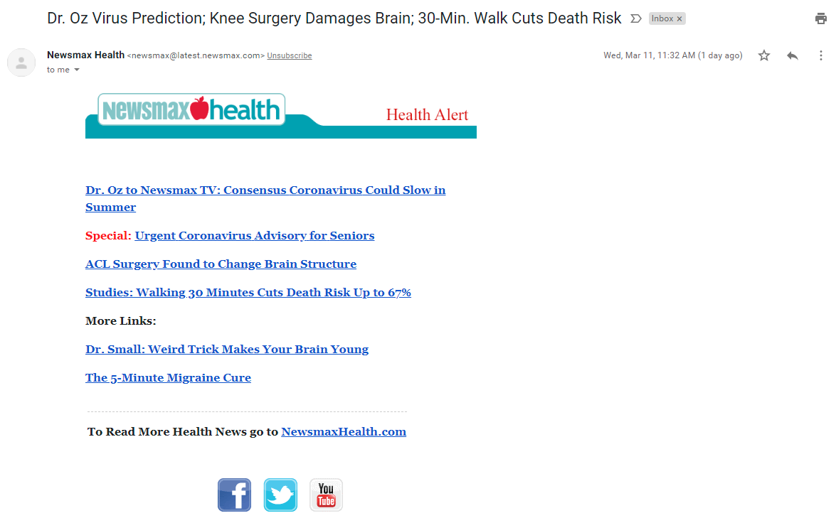 Newsmax "special" email