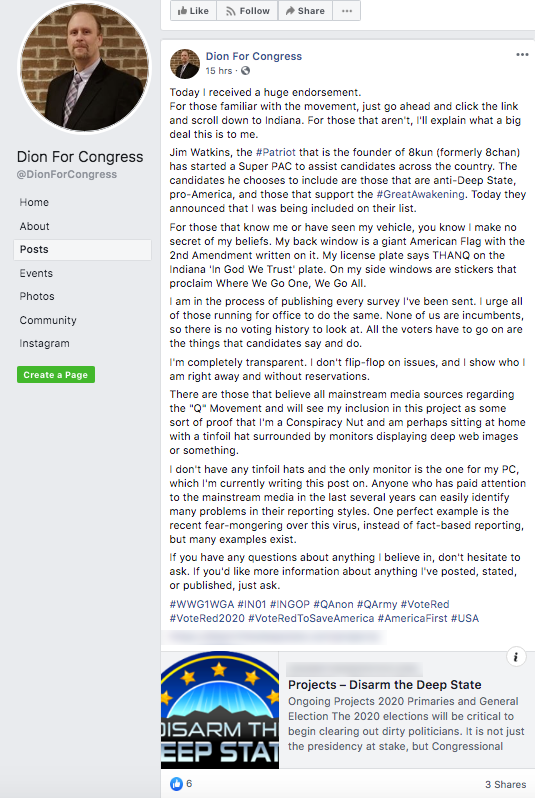 Dion Bergeron QAnon Facebook