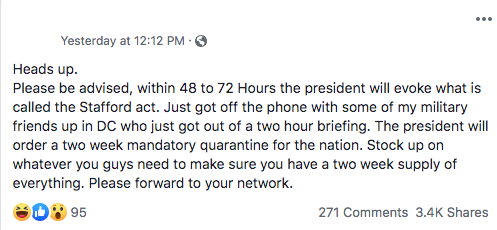 Facebook hoax text post1