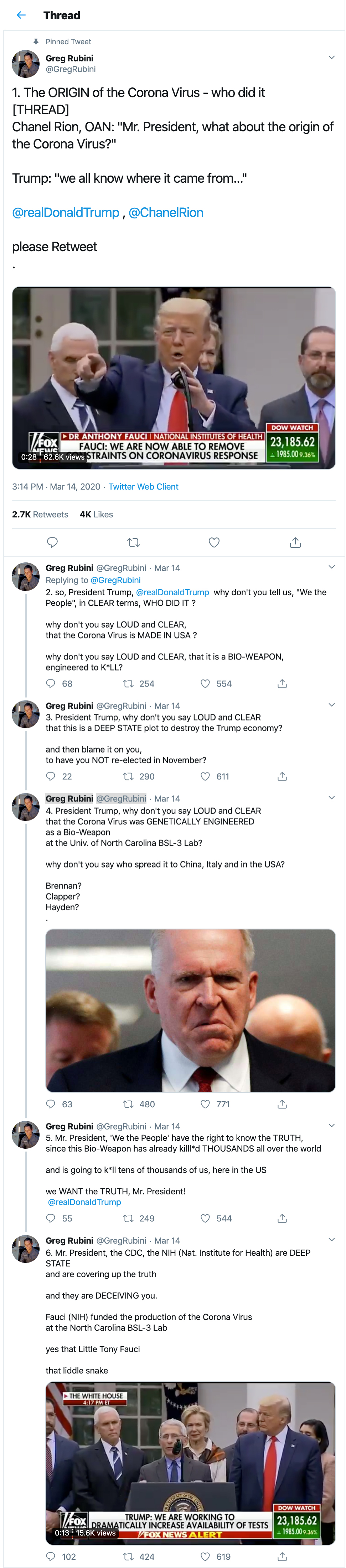 Greg Rubini twitter thread coronavirus