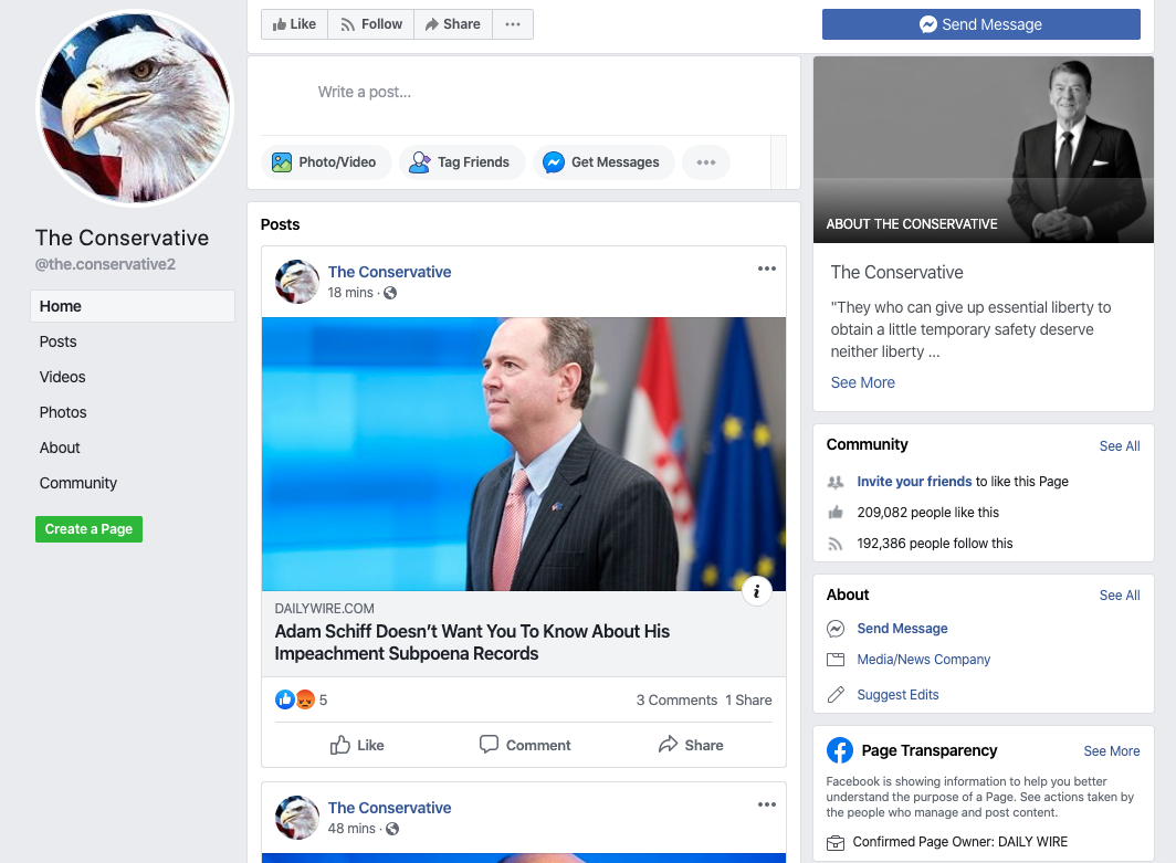 The Conservative Facebook page_as of 20200320