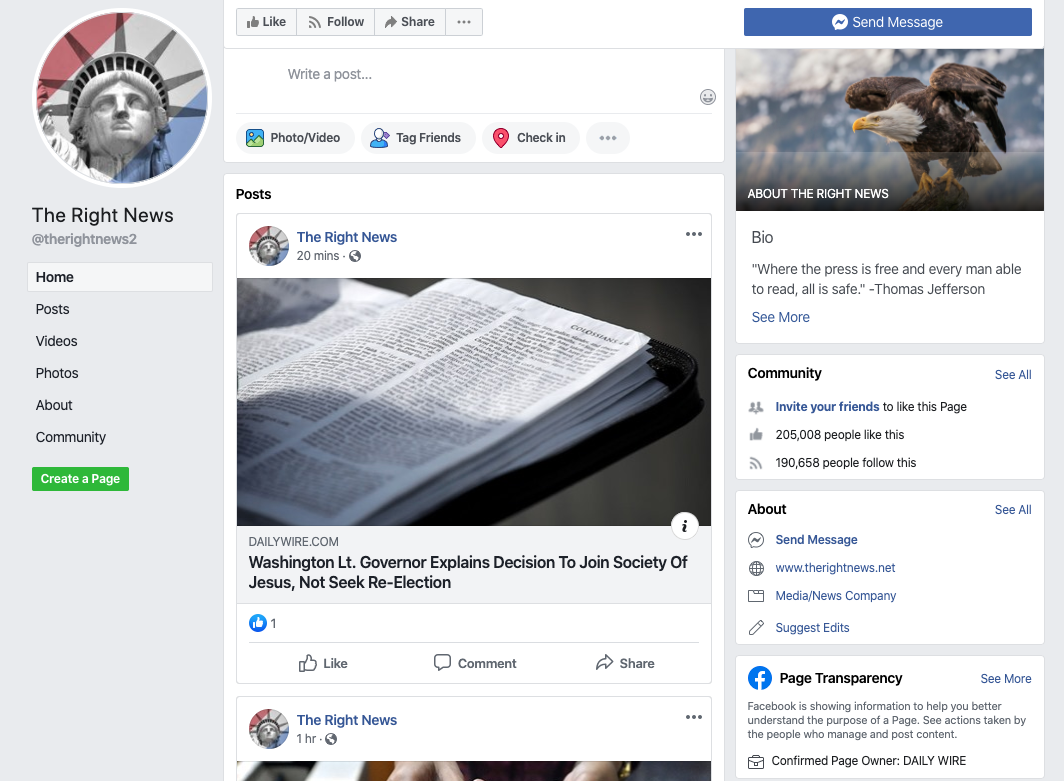 The Right News Facebook page_as of 20200320