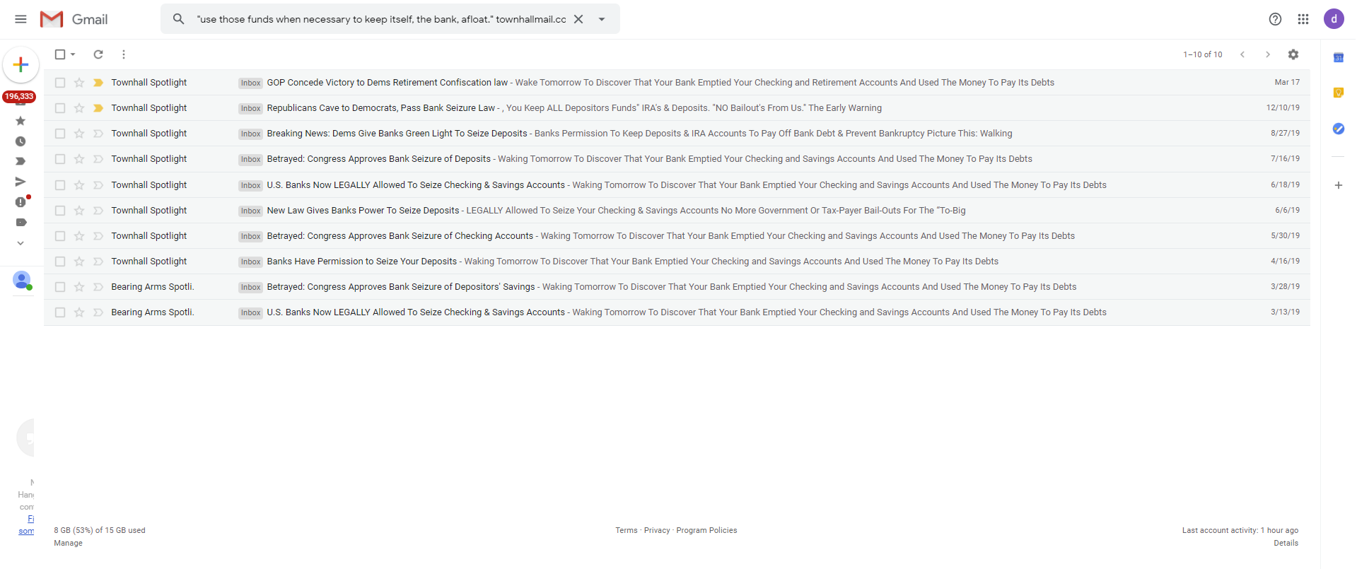 Townhall / Monetary Gold email search
