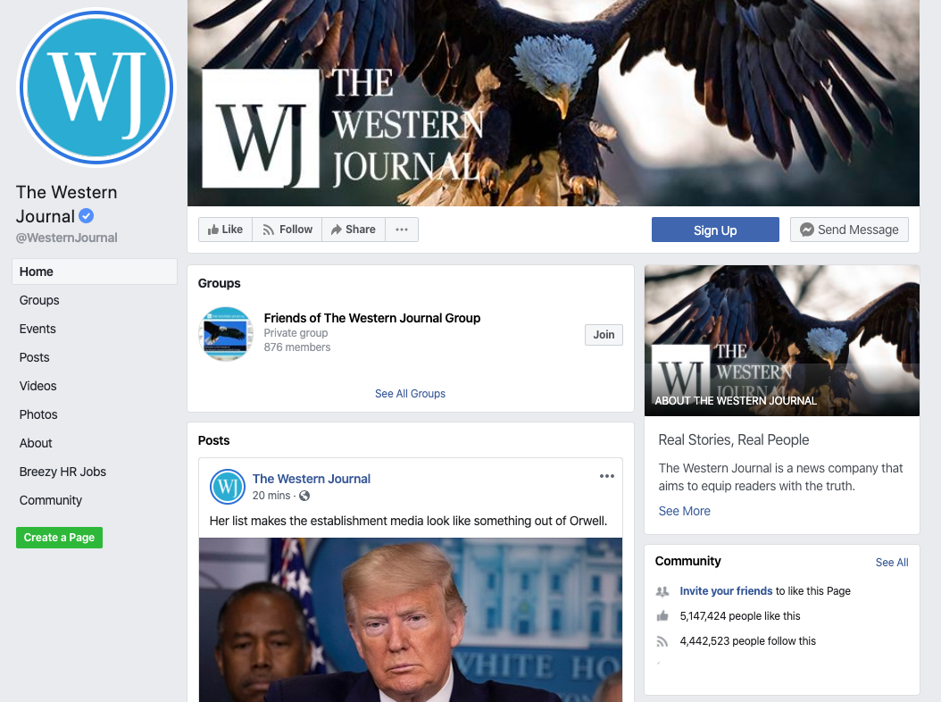 The Western Journal Facebook page_as of 20200322