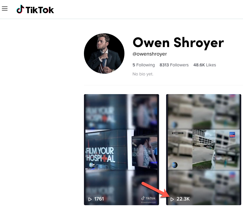 Infowars TikTok video view count