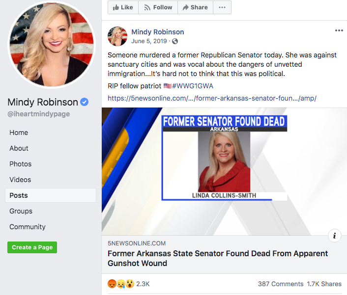 Mindy Robinson QAnon Facebook