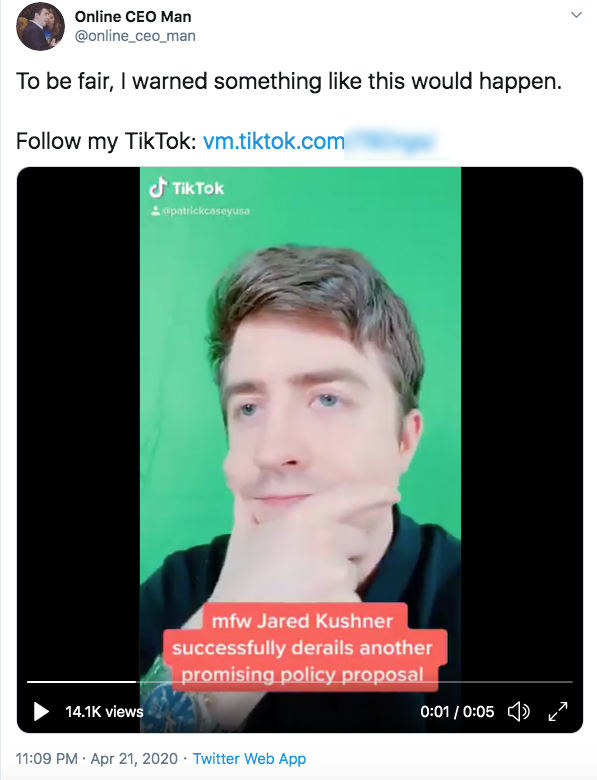 Online CEO Man TikTik promotion