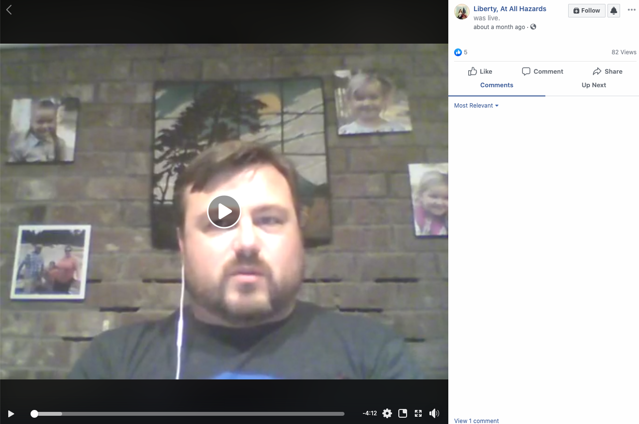 Image of Facebook post with a live video