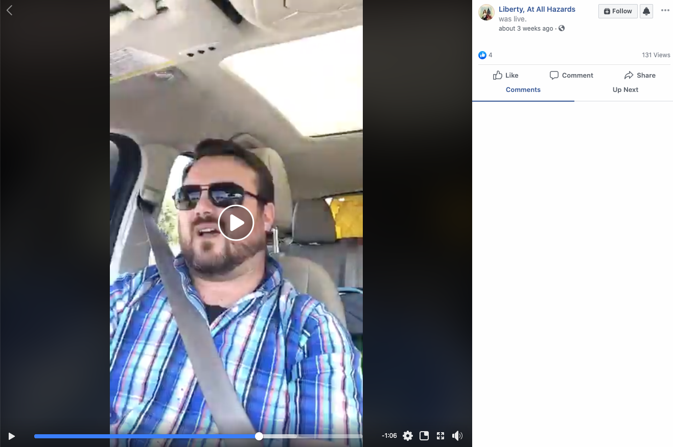 Image of Facebook post with a live video