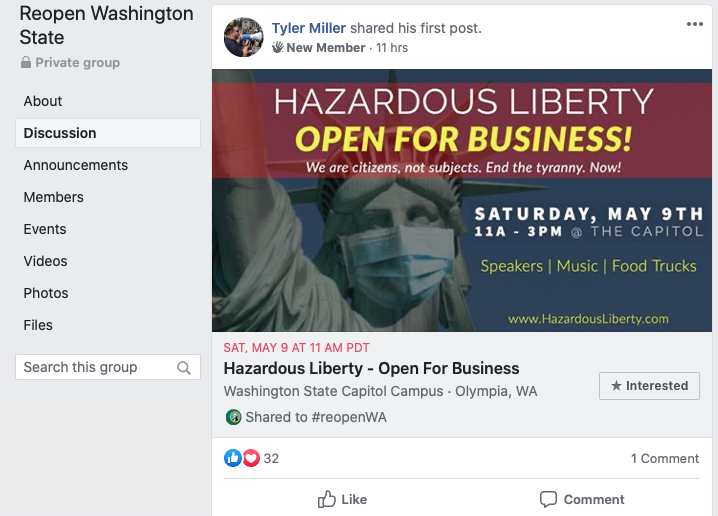 Image of post on group page