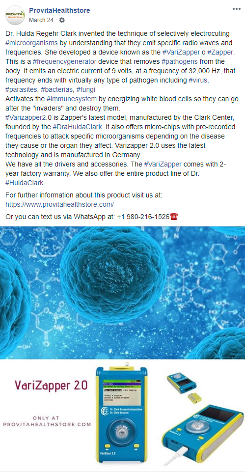 Provita Health Store March 24 FB post