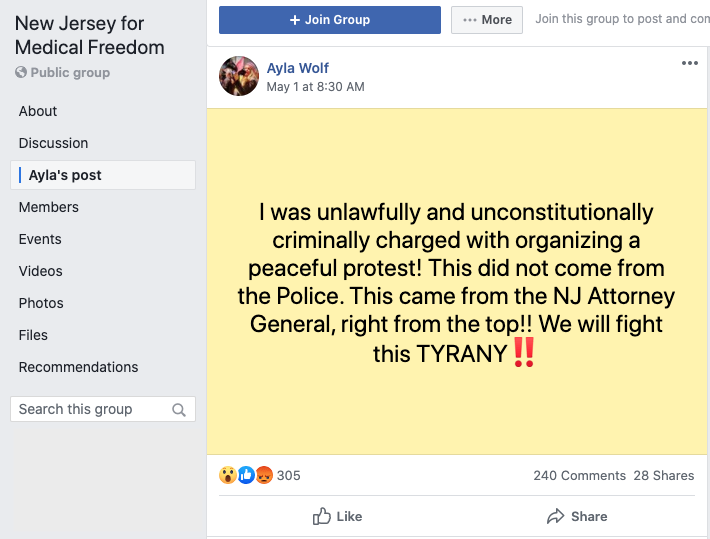 Image of post on group page