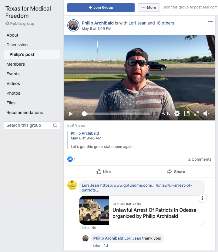 Image of post on group page