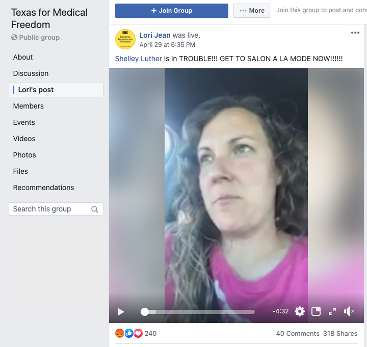 Image of post on group page