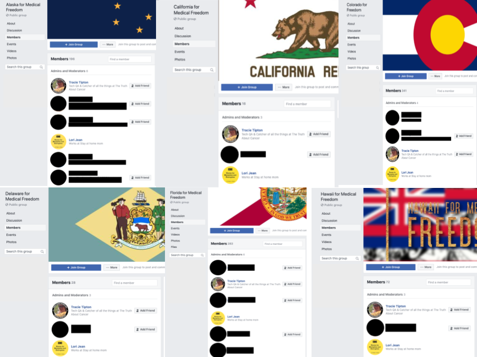 Image of 6 Facebook groups' admins