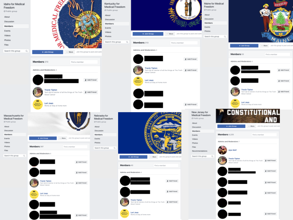 Image of 6 Facebook groups' admins