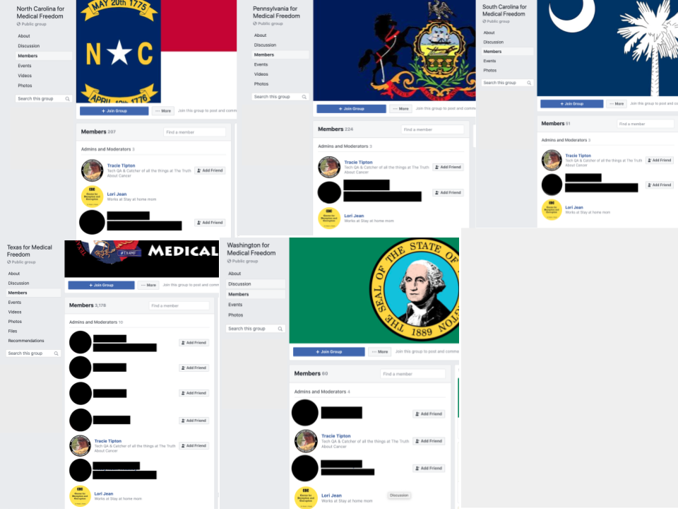 Image of 5 Facebook groups' admins