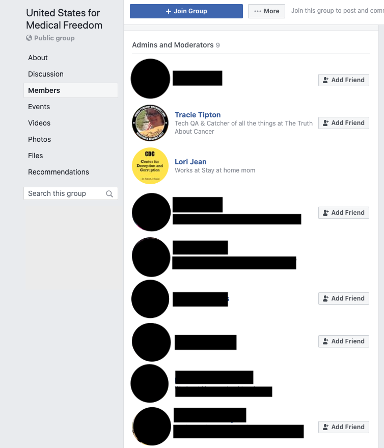 Image of group page admins
