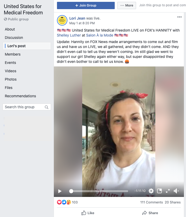 Image of post on group page